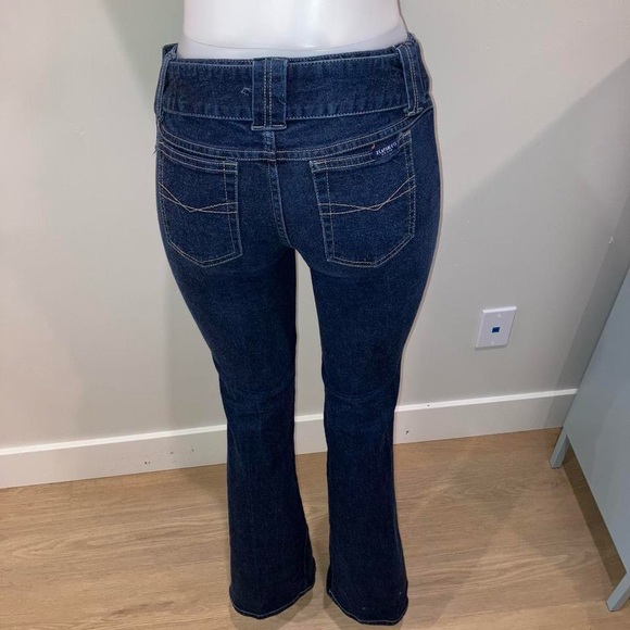 Vintage 90s y2k Z. Cavaricci Dark Blue Flare Jeans attached belt - Picture 6 of 8